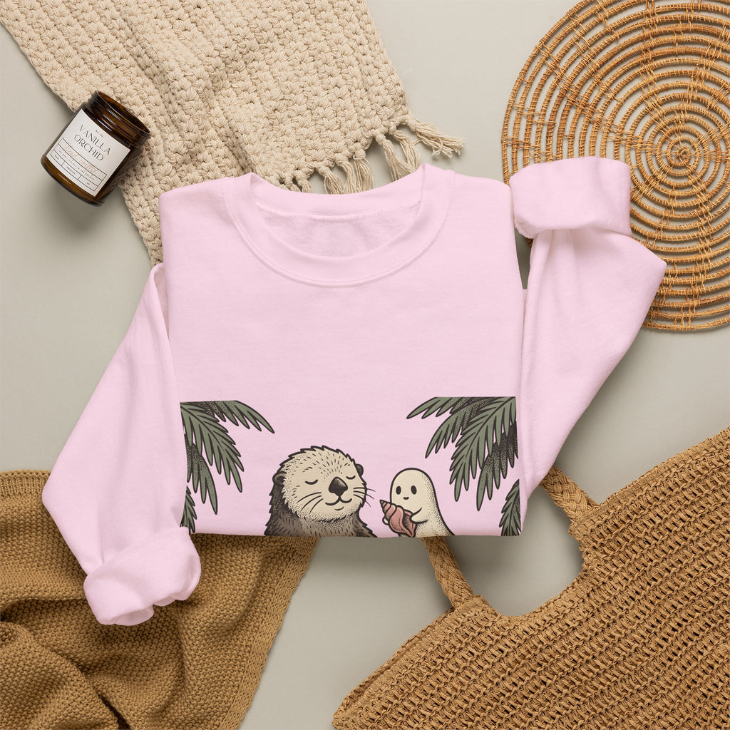 Otter Wave Sweatshirt Sports Seaside Gift Women Playful Sweatshirt Otter Sweatshirt Athlete Fan Cartoon Sweatshirt Coastal Graphic Old School Apparition Sweatshirt