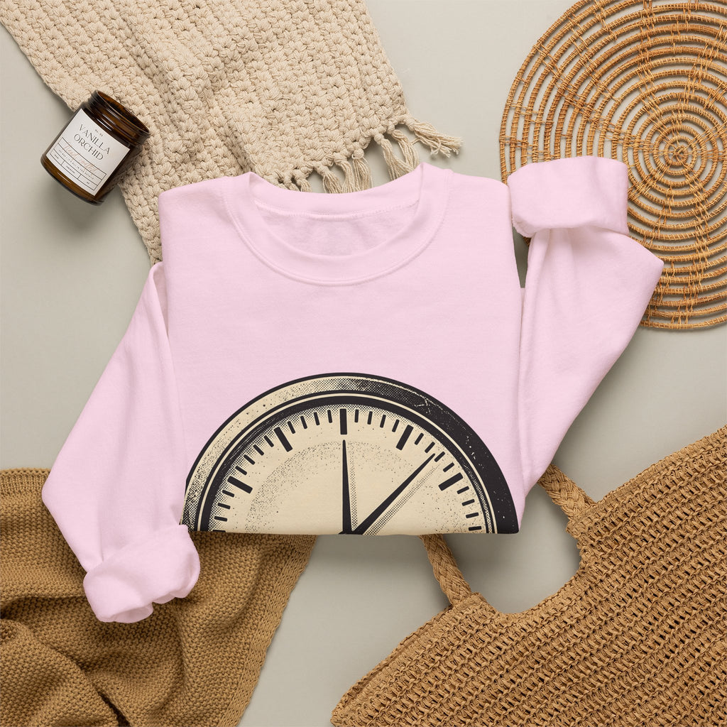 Analog Clock Sweatshirt Sports Encouragement Gift Women Aged Sweatshirt Timepiece Sweatshirt Athlete Fan Vintage Sweatshirt Motivational Graphic Clean Clock