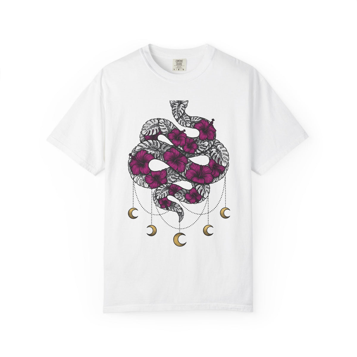 Serpent Flower T-Shirt Boho Chic Spiritual Gift Women Hippie T-Shirt Snake Flower T-Shirt Bohemian Enthusiast Psychedelic T-Shirt Mystical Graphic