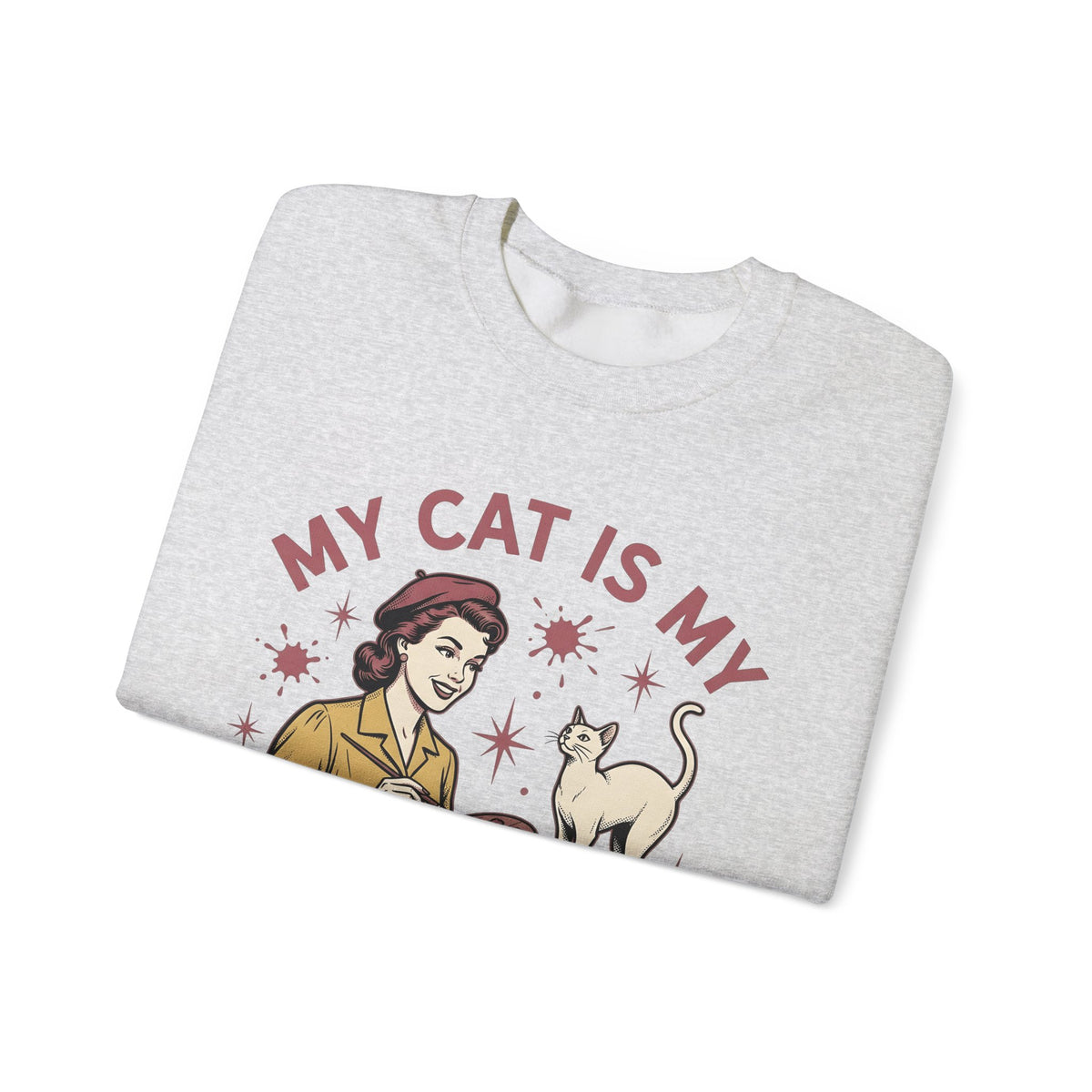 Kitty Artist Sweatshirt Cat Fauna Gift Women Antique Sweatshirt Cat Lady Sweatshirt Feline Fan Vintage Sweatshirt Wildlife Graphic Heritage Art Palette Sweatshirt