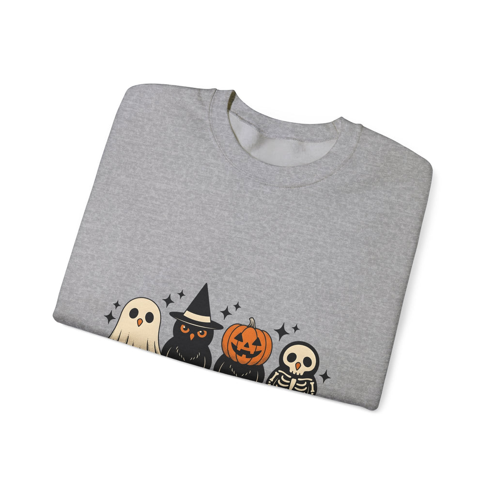 Owl Disguise Halloween Haunted Gift Animated Hoot Owl Horror Fan Cartoony Spooky Classic Moon Sweatshirt
