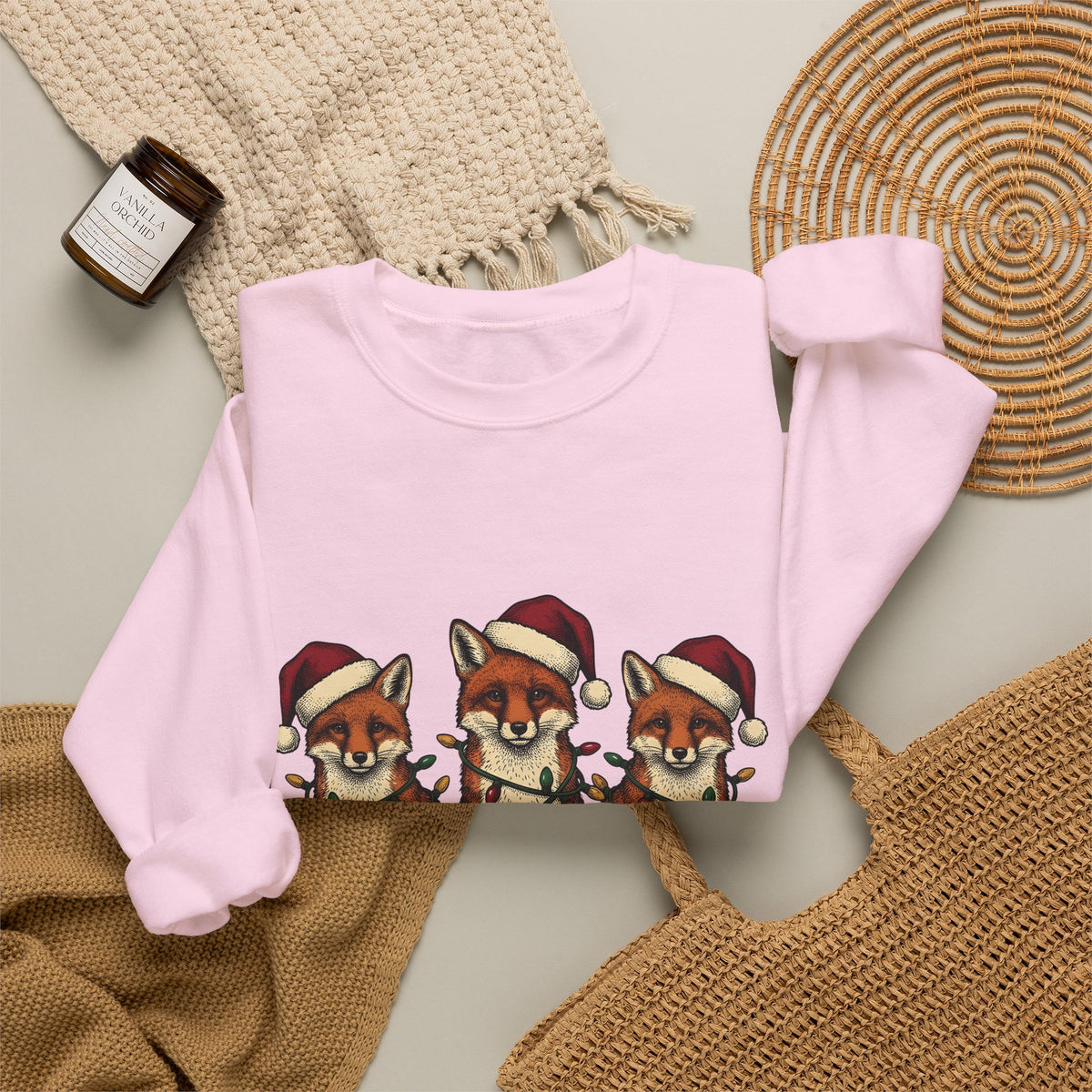 Fox Pack Sweatshirt Christmas Critters Gift Women Cartoon Sweatshirt Foxes Sweatshirt