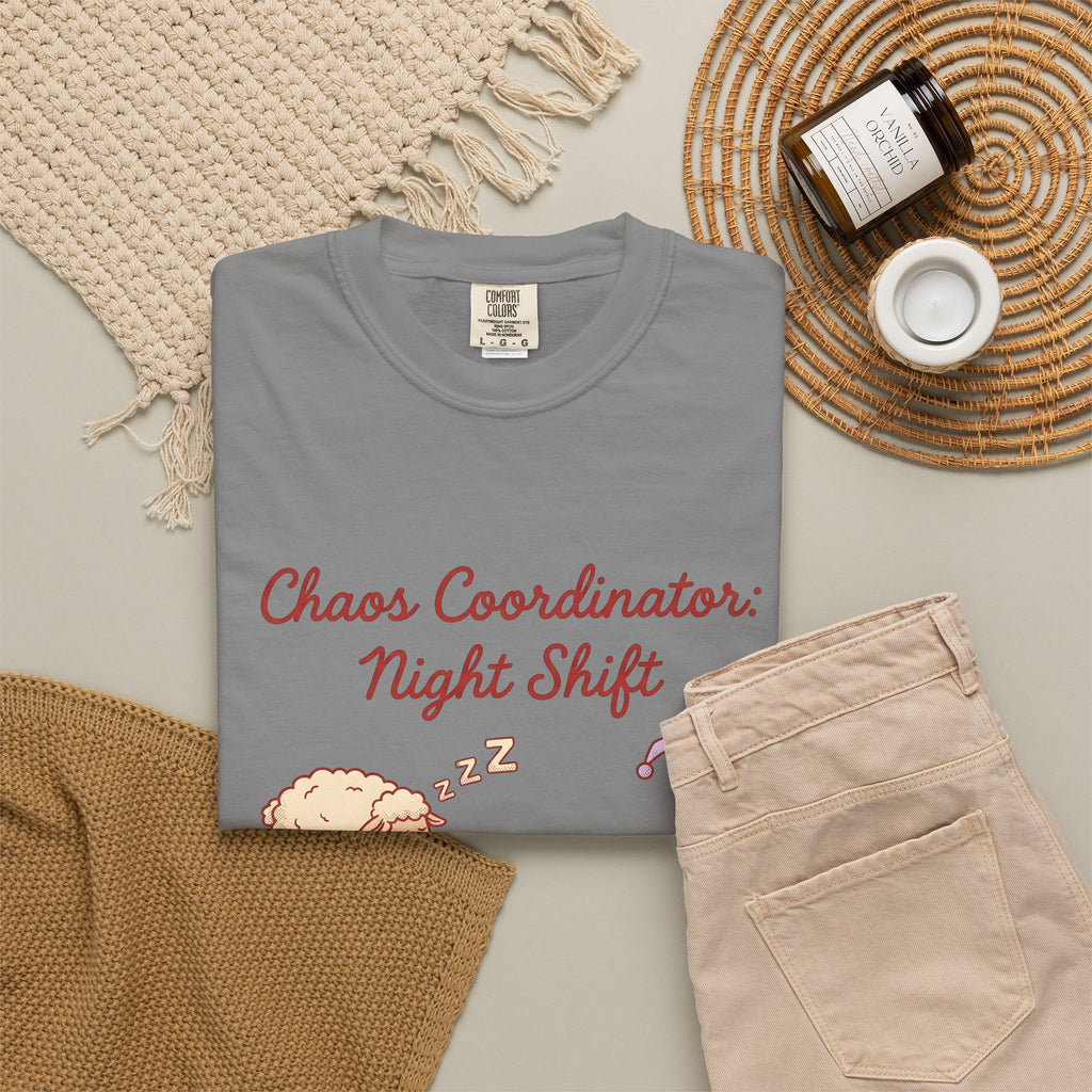 Sleep Items Print T-Shirt Moms Sleepytime Gift Women Line Art T-Shirt Bedtime T-Shirt Motherhood Enthusiast Illustration Design Slumber Graphic