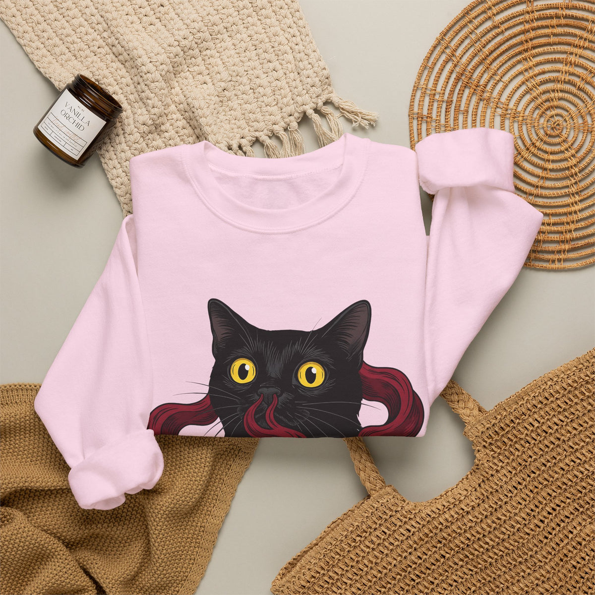 Black Cat Cat Magic Gift Haunted Kitten Cat Fan Spooky Occult Old Fashioned Smudge Sweatshirt