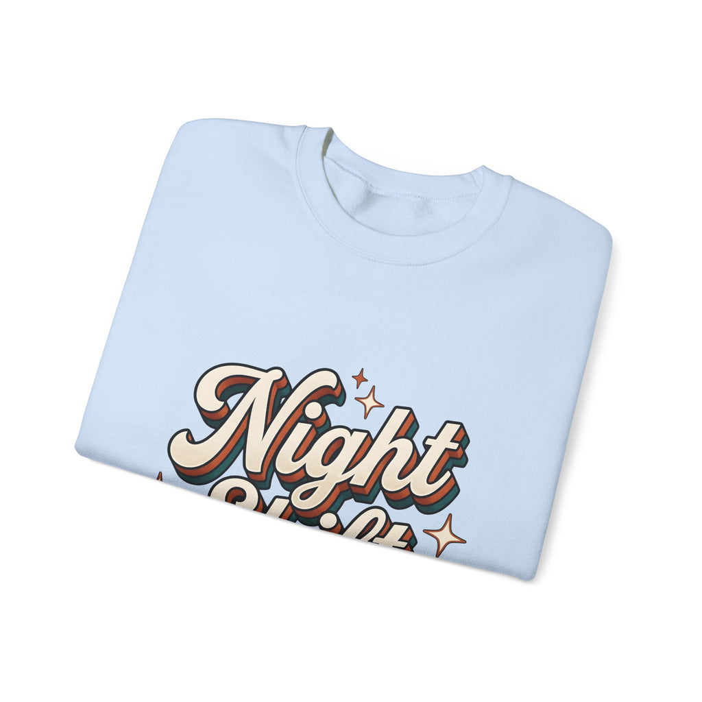 Night Shift Text Sweatshirt Nurses Work Gift Women Retro Sweatshirt Nightshift Sweatshirt Nurse Enthusiast Retrostyle Sweatshirt Job Graphic Vintage Stars