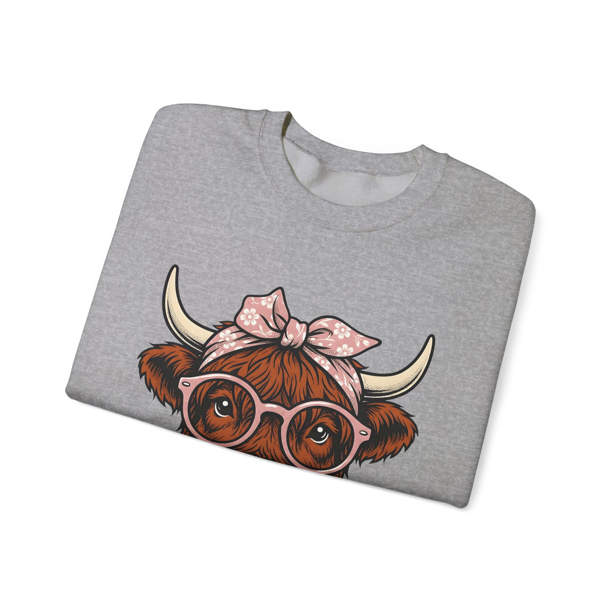 Hairy Cow Sweatshirt Highland Cow Pet Gift Women Sketch Sweatshirt Furry Cow Sweatshirt Highland Cattle Fan Drawing Graphic Sweatshirt Cartoon Shades Sweatshirt