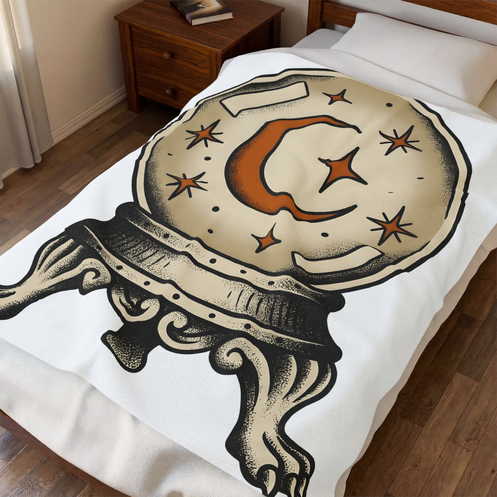 Clairvoyance Sphere Blanket Halloween Magic Gift Women Classic Blanket Crystal Ball Blanket Horror Fan Vintage Blanket Magical Graphic Line Art