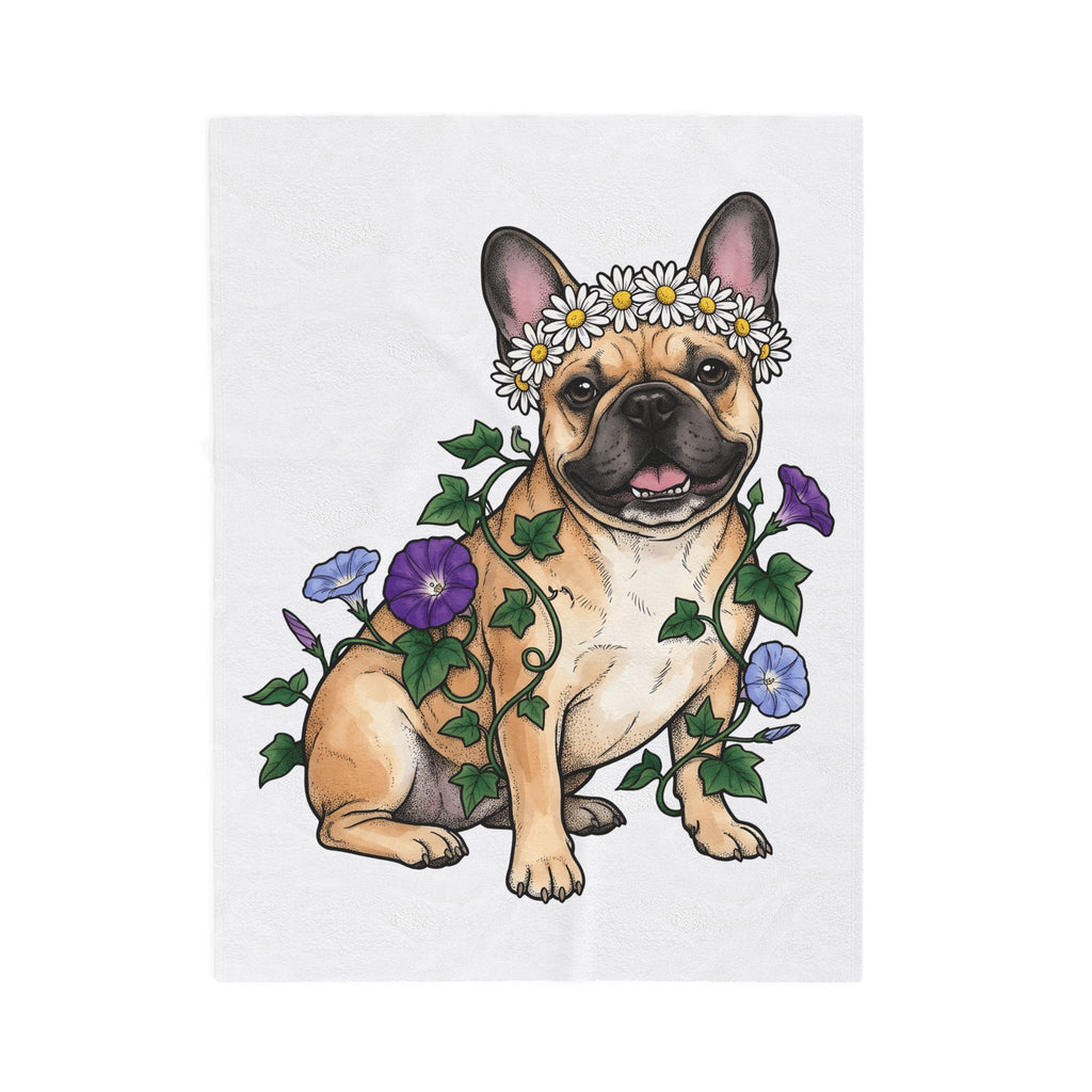 French Bulldog Blanket Dog Garden Gift Women Flower Blanket Bulldog Blanket Dog Fan Puppy Blanket Gardening Graphic Sketch Blossoms Blanket