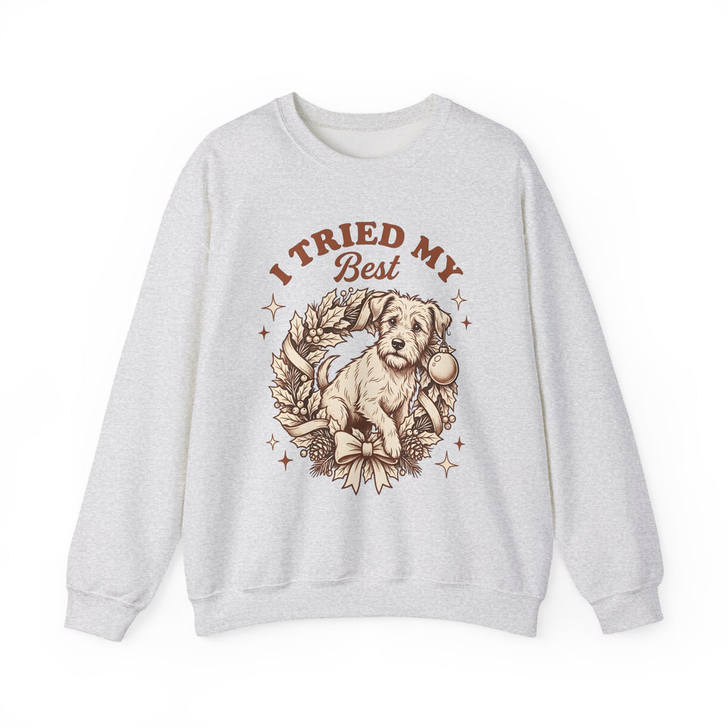 Dog Garland Sweatshirt Christmas Pets Gift Women Classic Sweatshirt Dog Swag Sweatshirt Xmas Fan Doggy Graphic Sweatshirt Doodle Bauble Sweatshirt