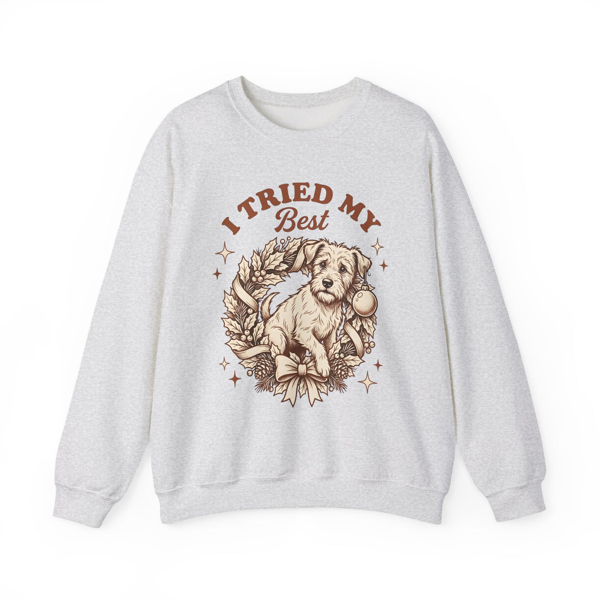 Dog Garland Sweatshirt Christmas Pets Gift Women Classic Sweatshirt Dog Swag Sweatshirt Xmas Fan Doggy Graphic Sweatshirt Doodle Bauble Sweatshirt