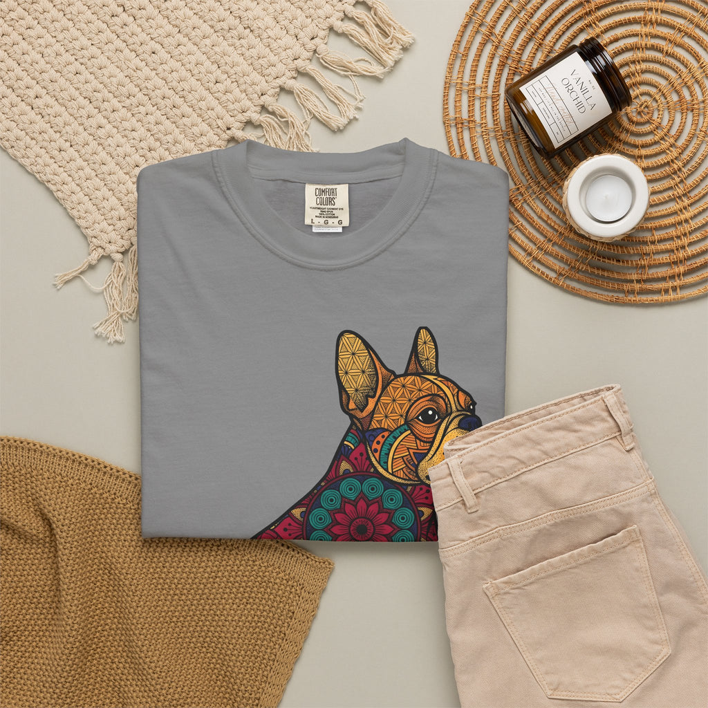 French Bulldog T-Shirt Dog Wildlife Gift Women Tribal T-Shirt Bouledogue T-Shirt Dog Fan Animal Graphic T-Shirt Rainbow Mandala T-Shirt