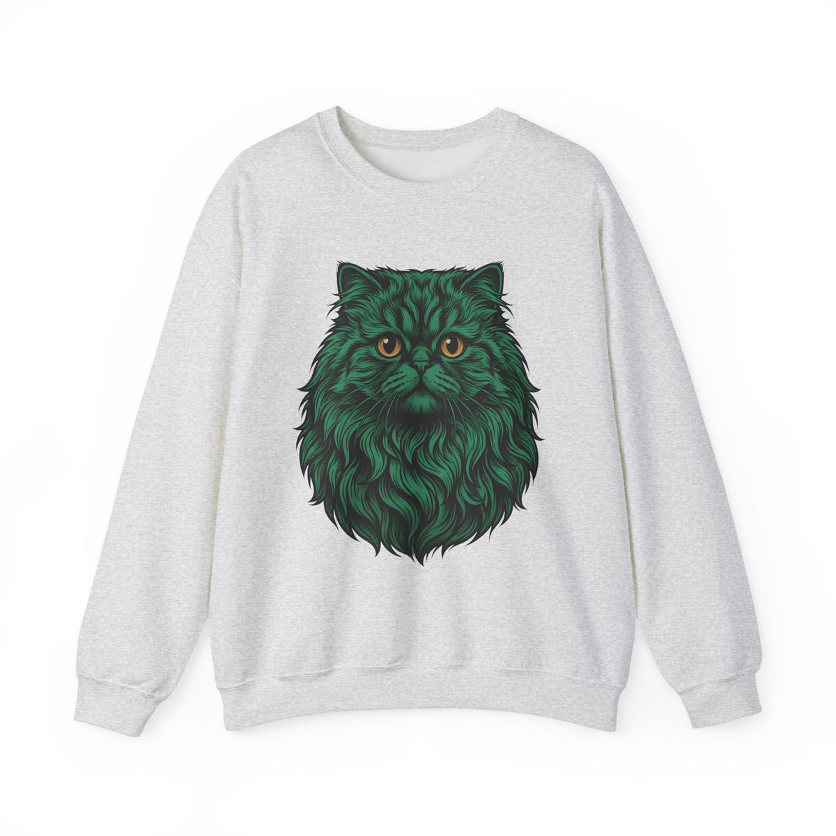 Long Hair Cat Sweatshirt Cat Gift Women Creatures Gift Women Modern Art Sweatshirt Cat Sweatshirt Cat Fan Feline Sweatshirt Beast Graphic Hand Drawn Yellow