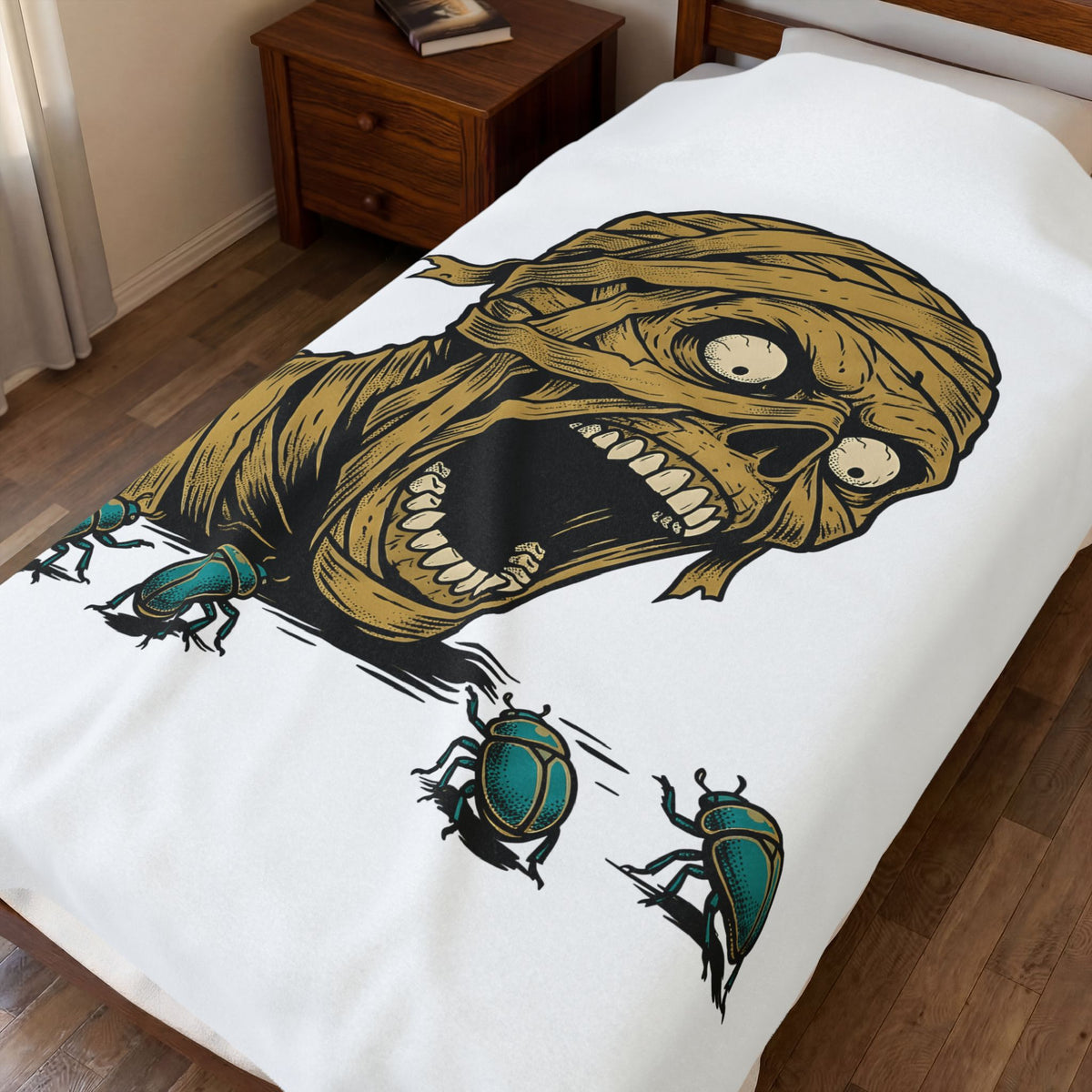 Mummy Skull Blanket Halloween Ghost Gift Women Creepy Blanket Skull Blanket Horror Fan Spooky Blanket Specter Graphic Classic Scarab Blanket