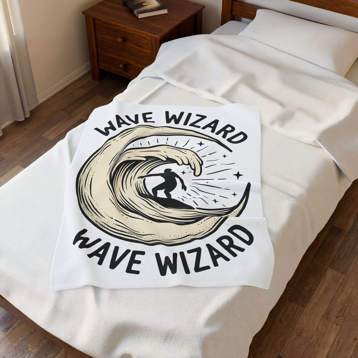 Surf Break Blanket Surfing Coast Gift Women Hand Drawn Blanket Wave Blanket Surfer Fan Beach Graphic Illustration Line Art Star Motifs Blanket