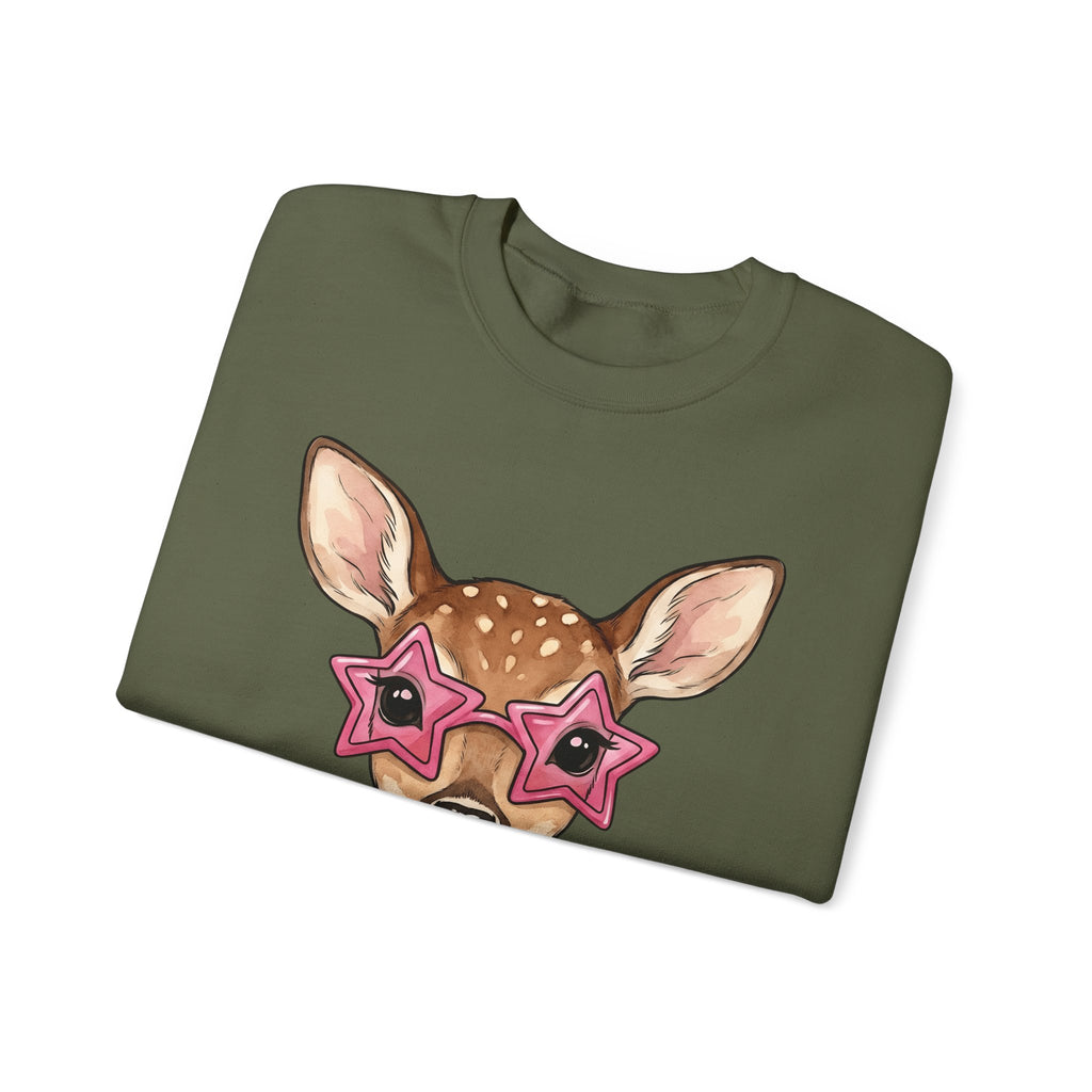 Buck Sweatshirt Moms Creature Gift Women Ink Sweatshirt Deer Sweatshirt Mother Fan Tattoo Sweatshirt Beast Graphic Fantasy Petals Sweatshirt