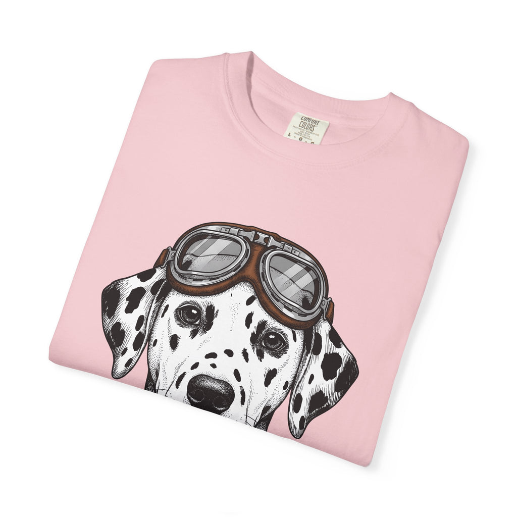 Dalmatian Puppy T-Shirt Dog Pets Gift Women Line Art T-Shirt Puppy T-Shirt Dog Fan Dalmatian T-Shirt Animal Graphic Retro Pilot Goggles T-Shirt