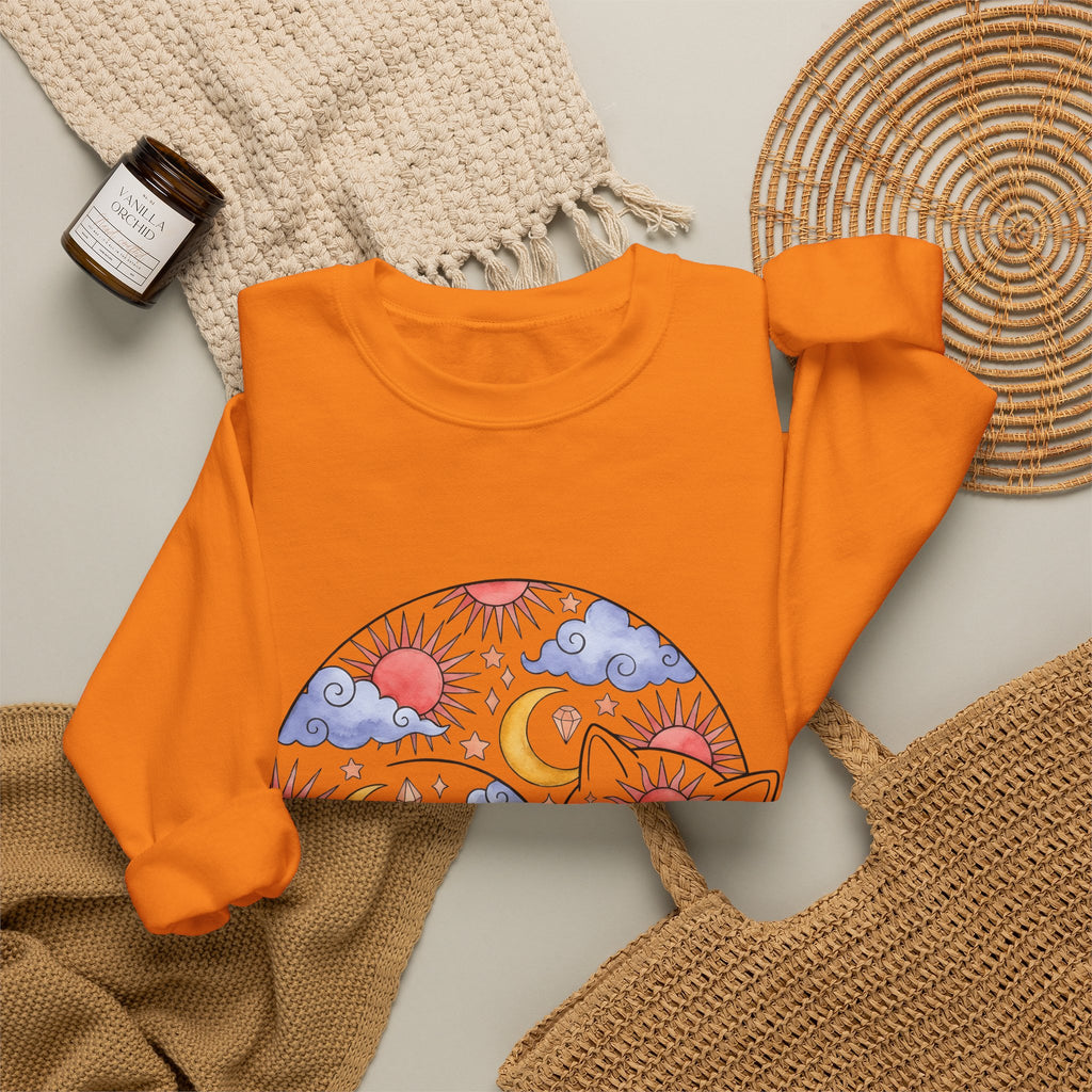 Space Cat Sweatshirt Cat Constellation Gift Women Earthy Sweatshirt Kitty Sweatshirt Cat Fan Feline Sweatshirt Galaxy Graphic Pigment Orb Sweatshirt