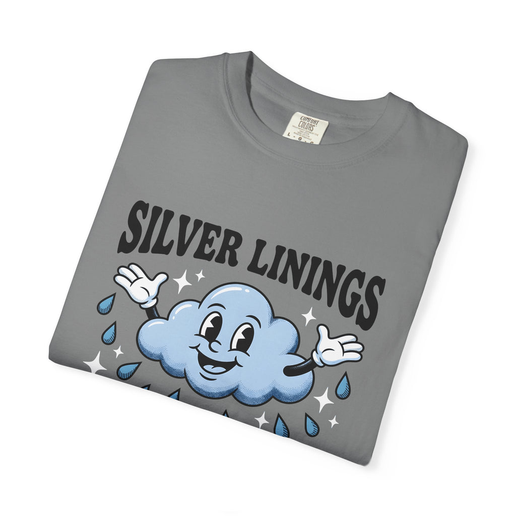 Happy Cloud T-Shirt Funny Positivity Gift Women Cartoon T-Shirt Cloud T-Shirt Humor Fan Comic T-Shirt Optimistic Graphic Retro Raindrops T-Shirt
