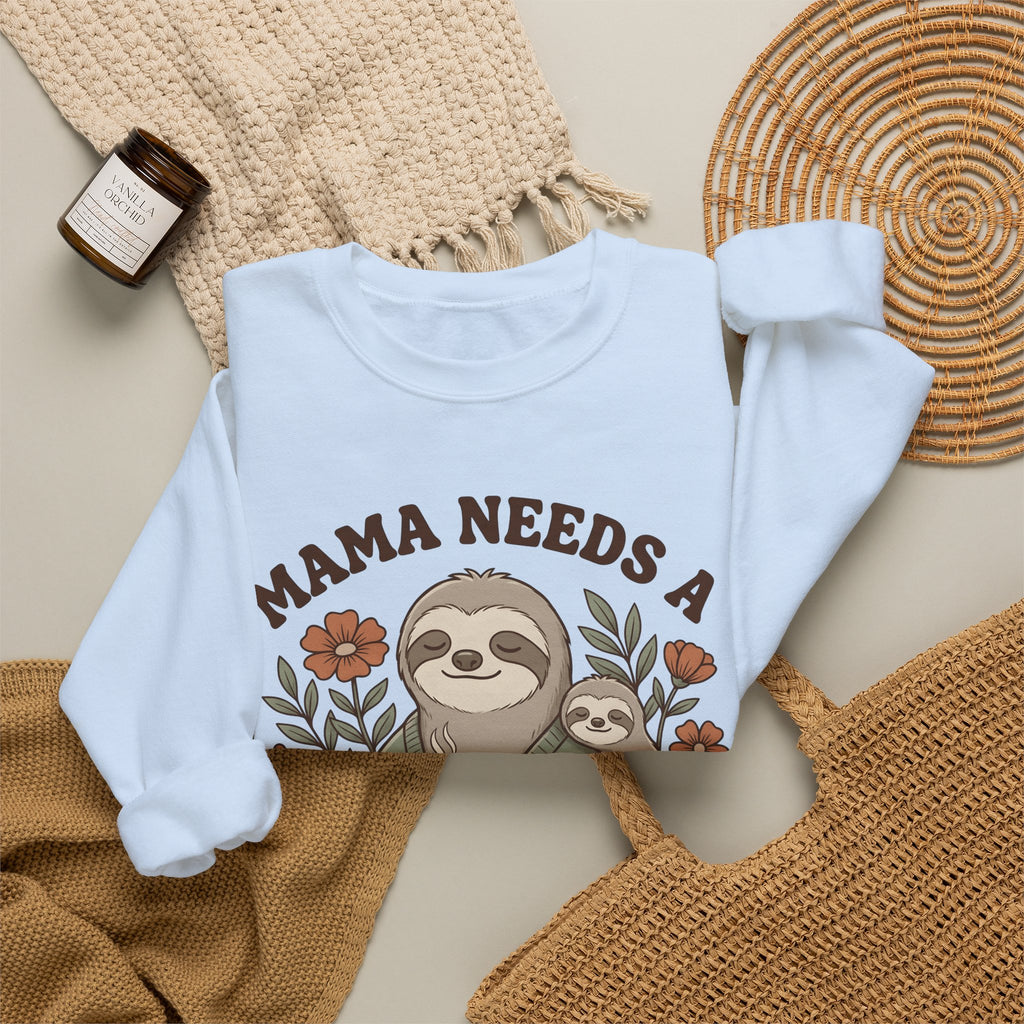 Sloth Mother Moms Espresso Gift Kawaii Sloth Mom Enthusiast Cute Coffee Sketch Blossoms Sweatshirt