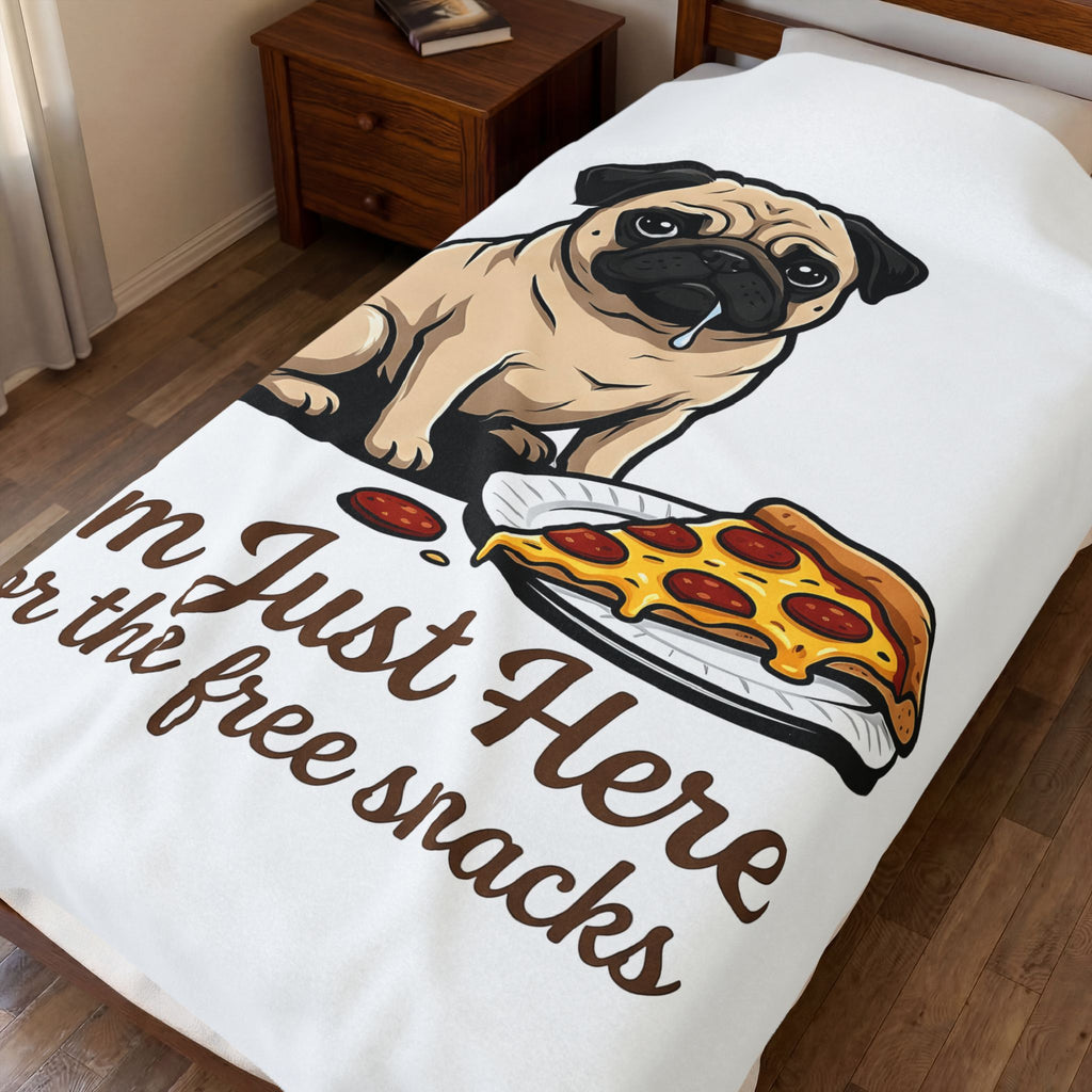 Pug Dog Blanket Dog Meals Gift Women Line Art Blanket Pugs Blanket Dog Fan Illustrated Design Food Graphic Blanket Sketch Pizza Piece Blanket