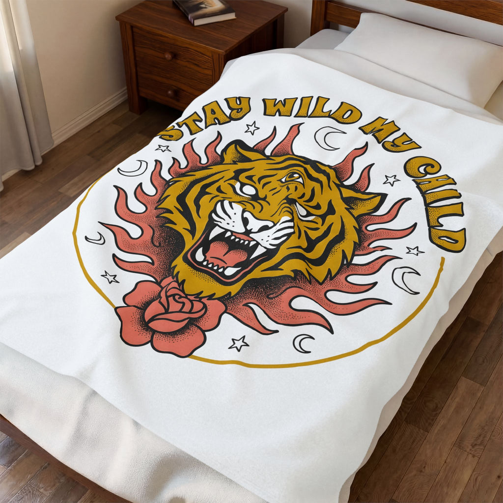 Tiger Head Blanket Boho Chic Animal Gift Women Psychedelic Blanket Tiger Blanket Hippie Fan Tribal Graphic Vintage Rose Blanket