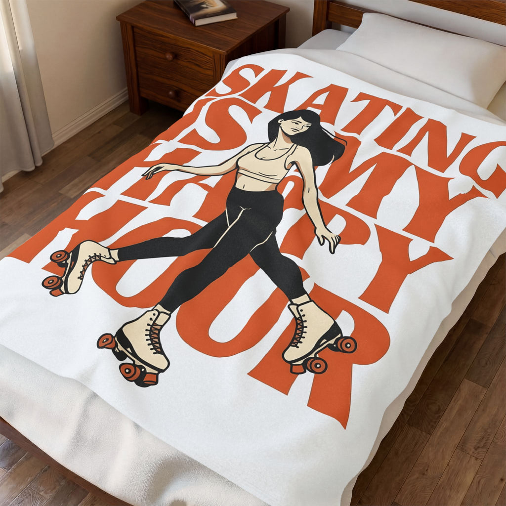 Roller Skater Blanket Sports Fitness Gift Women Bold Graphic Blanket Sk8er Blanket Athlete Enthusiast Graphic Design Gym Graphic Vintage Retro