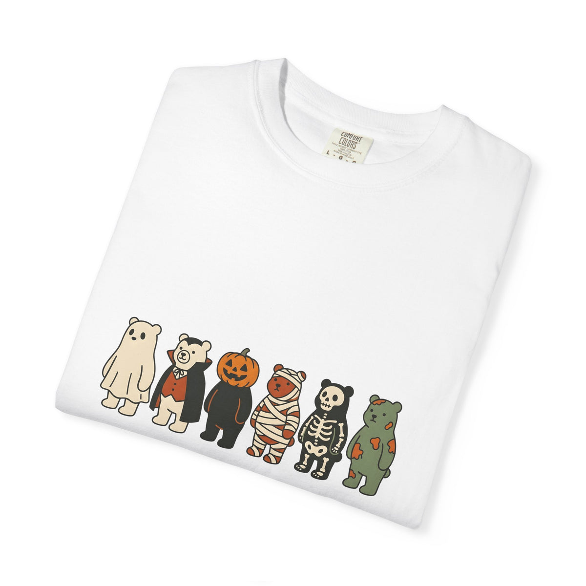Bear Outfit T-Shirt Halloween Wildlife Gift Women Comic T-Shirt Teddy T-Shirt Halloween Fan Cartoon T-Shirt Animal Graphic Chibi Jack-O-Lantern