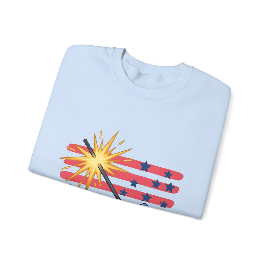 Sparkler Flag Sweatshirt 4th Of July Celebration Gift Women Patriotic Sweatshirt Wave Banner Sweatshirt Independence Day Fan American Sweatshirt Party Graphic