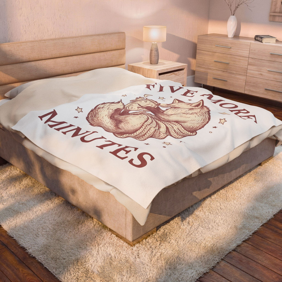 Dozing Fox Blanket Funny Critter Gift Women Cartoon Blanket Fox Blanket Humor Fan Comic Blanket Animal Graphic Old School Alarm Blanket