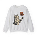 Tabby Cat Sweatshirt Cat Autumn Gift Women Vintage Sweatshirt Kitty Sweatshirt Feline Fan Retro Sweatshirt Fall Graphic Hand Drawn Maple Leaf Sweatshirt