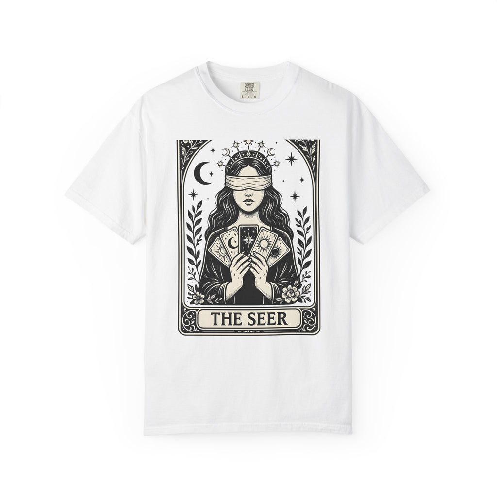 Tarot Card Reader T-Shirt Boho Chic Spiritual Gift Women Mystical T-Shirt Fortune Teller T-Shirt Bohemian Enthusiast Esoteric Graphic Spiritual
