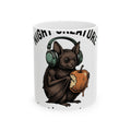 Bat Headset Mug Halloween Horror Gift Women Distressed Mug Headphones Mug Horror Fan Scary Mug Macabre Graphic Line Art Caramel