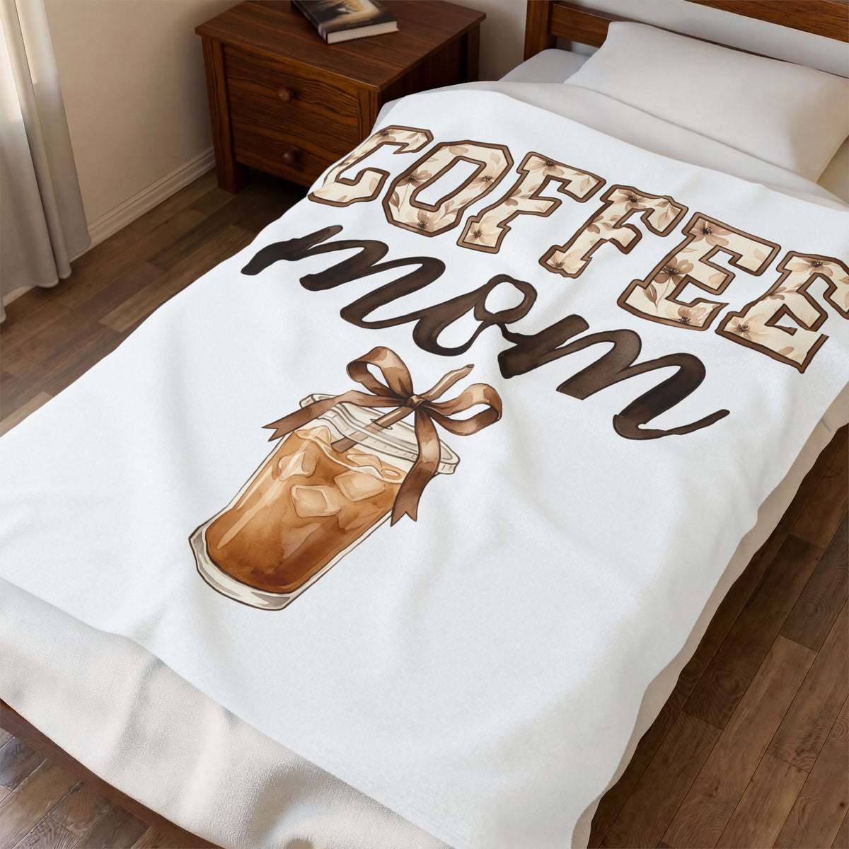 Iced Latte Cup Blanket Moms Café Gift Women Painted Blanket Coffee Cup Blanket Mom Fan Hand Painted Blanket Coffee Shop Graphic Classic Sash Blanket