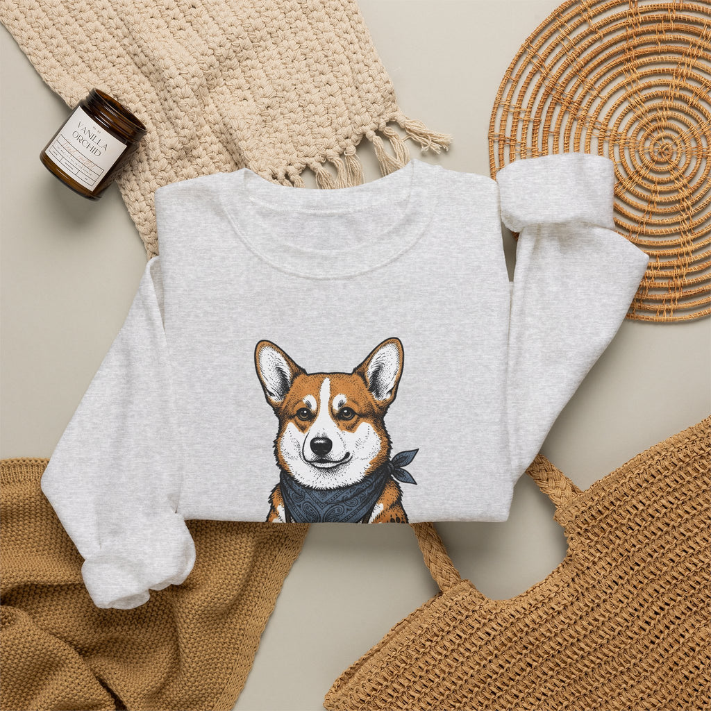 Corgi Puppy Sweatshirt Dog Pets Gift Women Sketch Sweatshirt Puppy Sweatshirt Dog Fan Pup Drawing Pet Graphic Retro Spyglass Sweatshirt