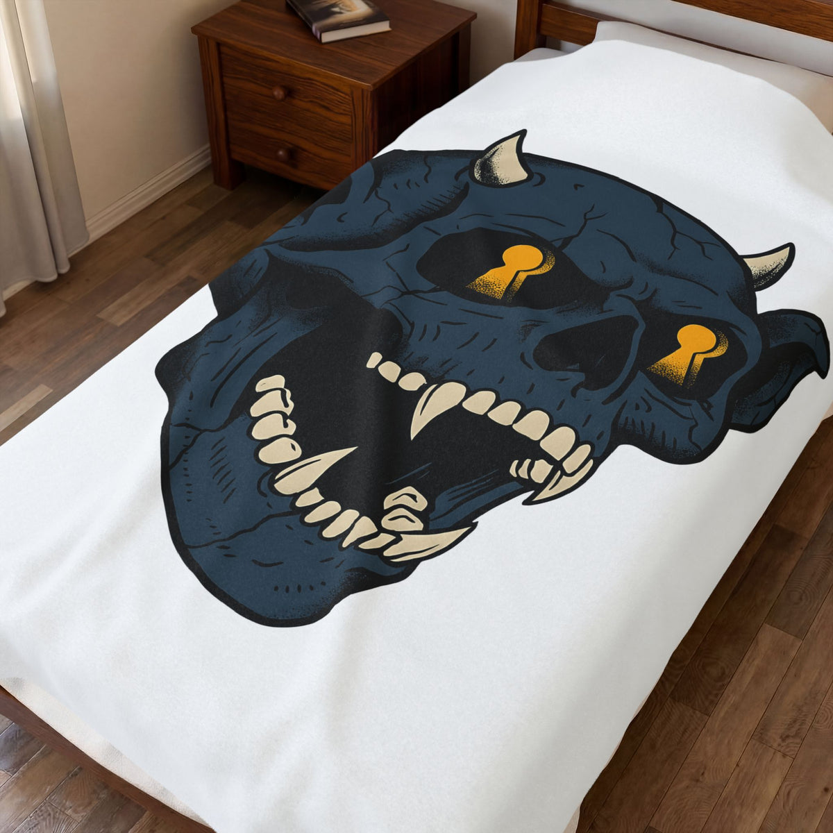 Devil Skull Blanket Halloween Horror Gift Women Tattoo Blanket Skull Blanket Horror Fan Scary Graphic Blanket Retro Teeth Blanket