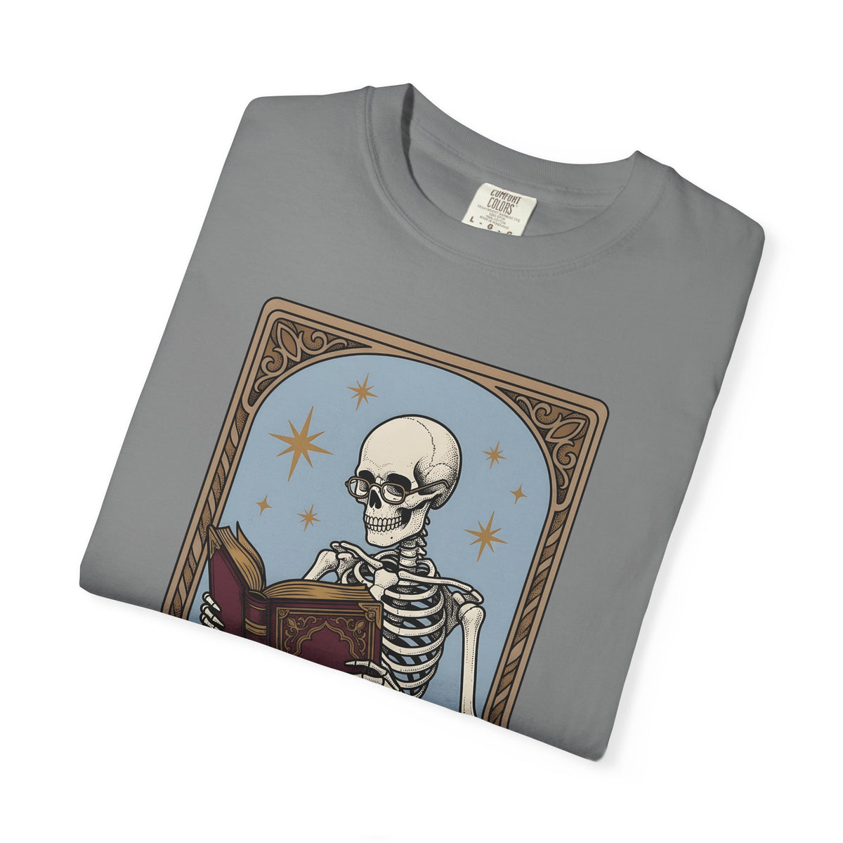 Skeleton Reading Book T-Shirt Gothic Academic Gift Women Vintage T-Shirt Skeleton T-Shirt Dark Fan Retro T-Shirt Scholar Graphic Tarot Coffee Cup