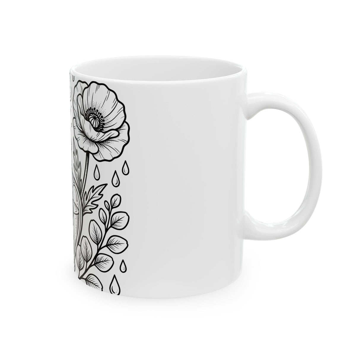 Magic Bottle Mug Halloween Spells Gift Women Sketch Mug Genie Bottle Mug Horror Fan Mystic Drawing Graphic Retro Flower Mug