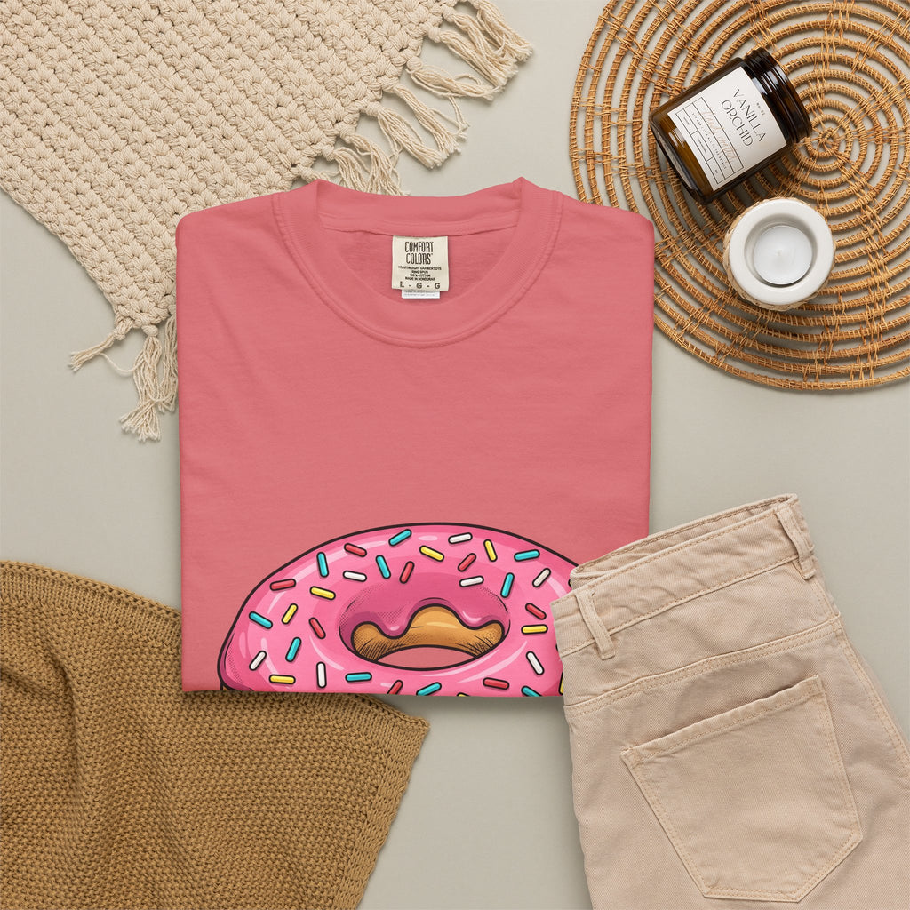Donut Image T-Shirt Desserts Cuisine Gift Women Comic T-Shirt Doughnut T-Shirt Pastry Fan Cartoon T-Shirt Food Graphic Modern Nonpareils T-Shirt