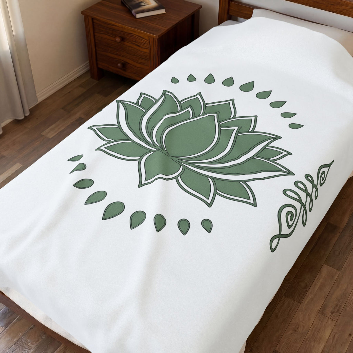 Lotus Blossom Blanket Boho Chic Meditation Gift Women Sketch Blanket Waterlily Blanket Hippie Enthusiast Drawing Design Simple Sacred Geometry