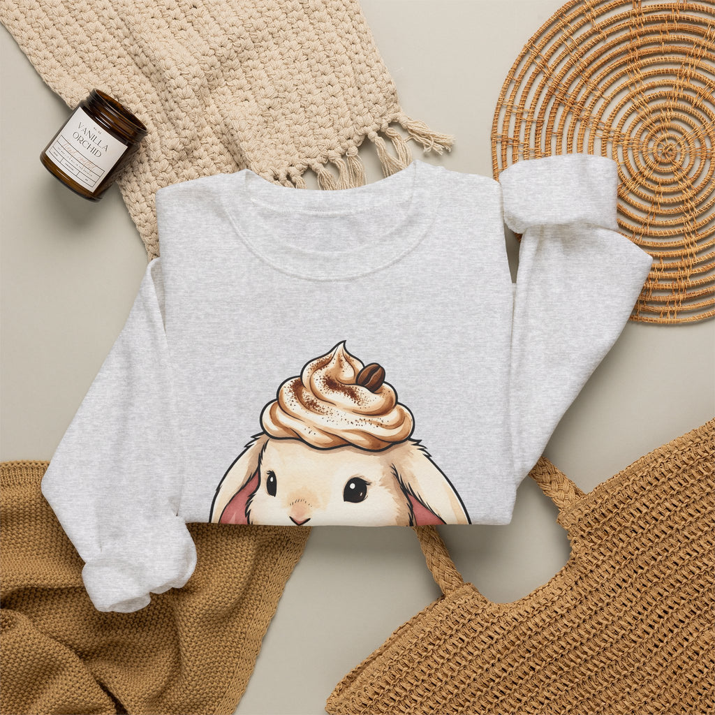 Bunny Espresso Sweatshirt Coffee Wildlife Gift Women Adorable Sweatshirt Rabbit Coffee Sweatshirt Coffee Fan Animal Graphic Sweatshirt Painterly Froth Sweatshirt