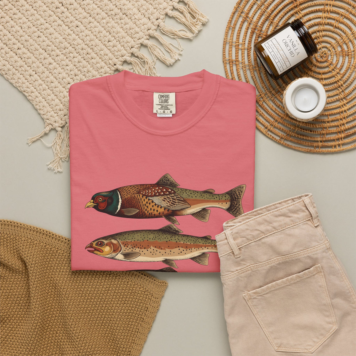 Rainbow Trout Fishing Animals Gift Retro Trout Angler Fan Vintage Wildlife Sketch Game T-Shirt