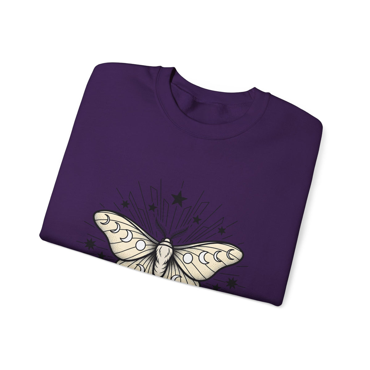 Luna Moth Sweatshirt Boho Chic Zodiac Gift Women Outline Sweatshirt Actias Luna Sweatshirt Hippie Fan Hand Drawn Sweatshirt Astrology Graphic Retro Star Shapes