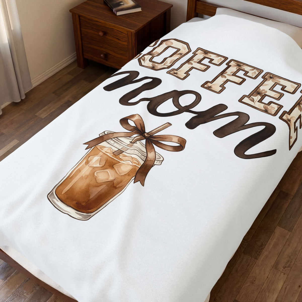 Iced Latte Cup Blanket Moms Café Gift Women Painted Blanket Coffee Cup Blanket Mom Fan Hand Painted Blanket Coffee Shop Graphic Classic Sash Blanket