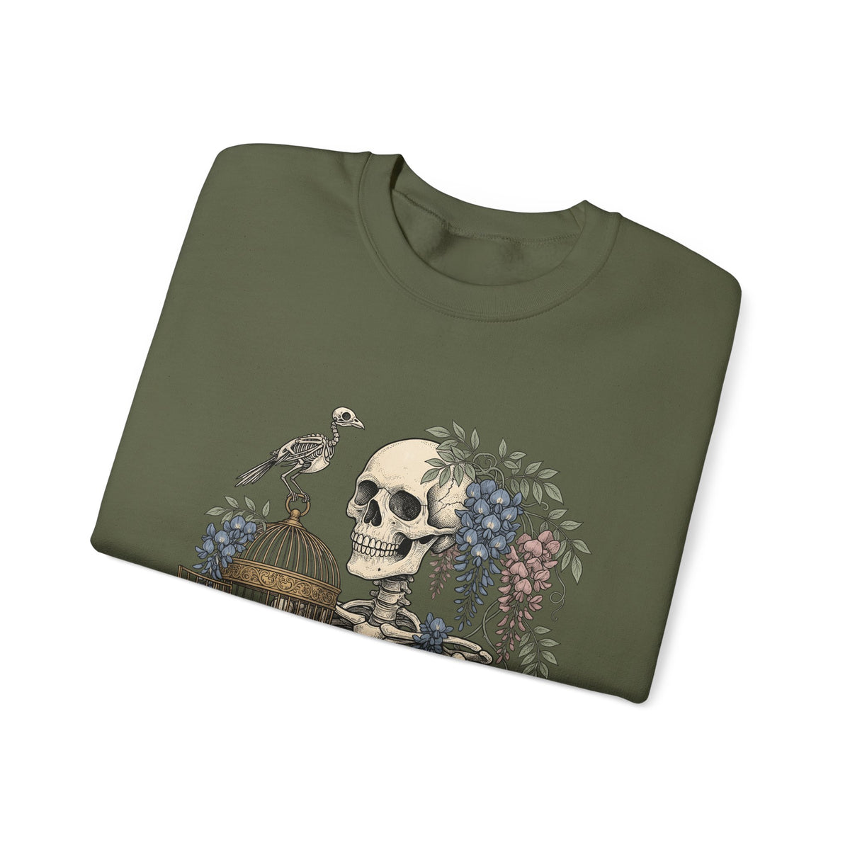 Bone Bloom Sweatshirt Halloween Dark Art Gift Women Rustic Sweatshirt Skeleton Sweatshirt Horror Fan Gothic Sweatshirt Macabre Graphic Doodle Aviary Sweatshirt