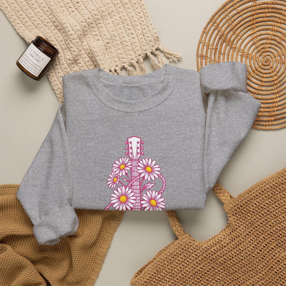 Guitar Bouquet Sweatshirt Cowgirl Cowboy Gift Women Rustic Sweatshirt Flower Arrangement Sweatshirt Rodeo Fan Country Sweatshirt Cowpoke Graphic Retro Twine