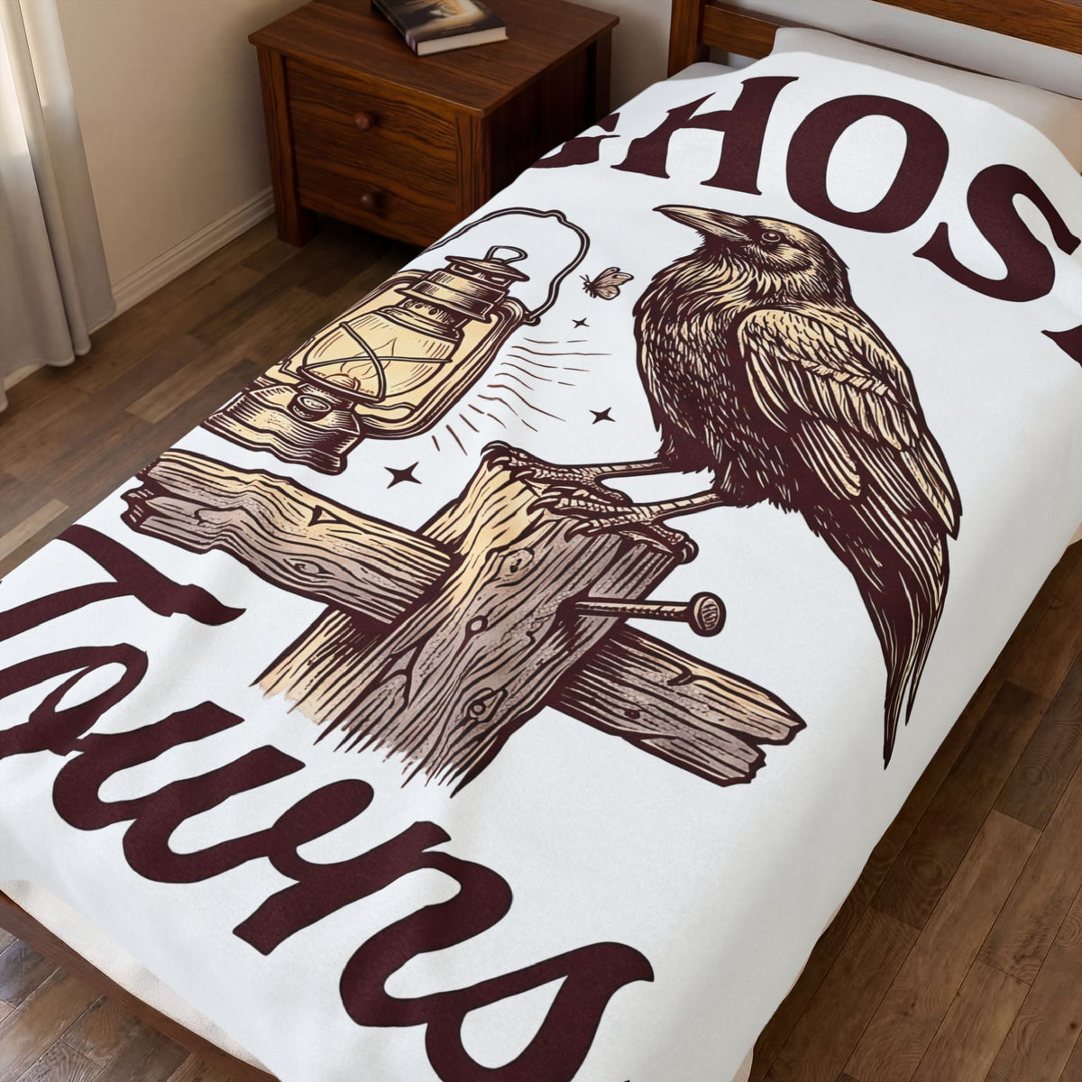 Dark Bird Lantern Blanket Gothic Autumn Gift Women Old School Blanket Lantern Blanket Dark Fan Retro Blanket Fall Graphic Cartoon Log Post Blanket