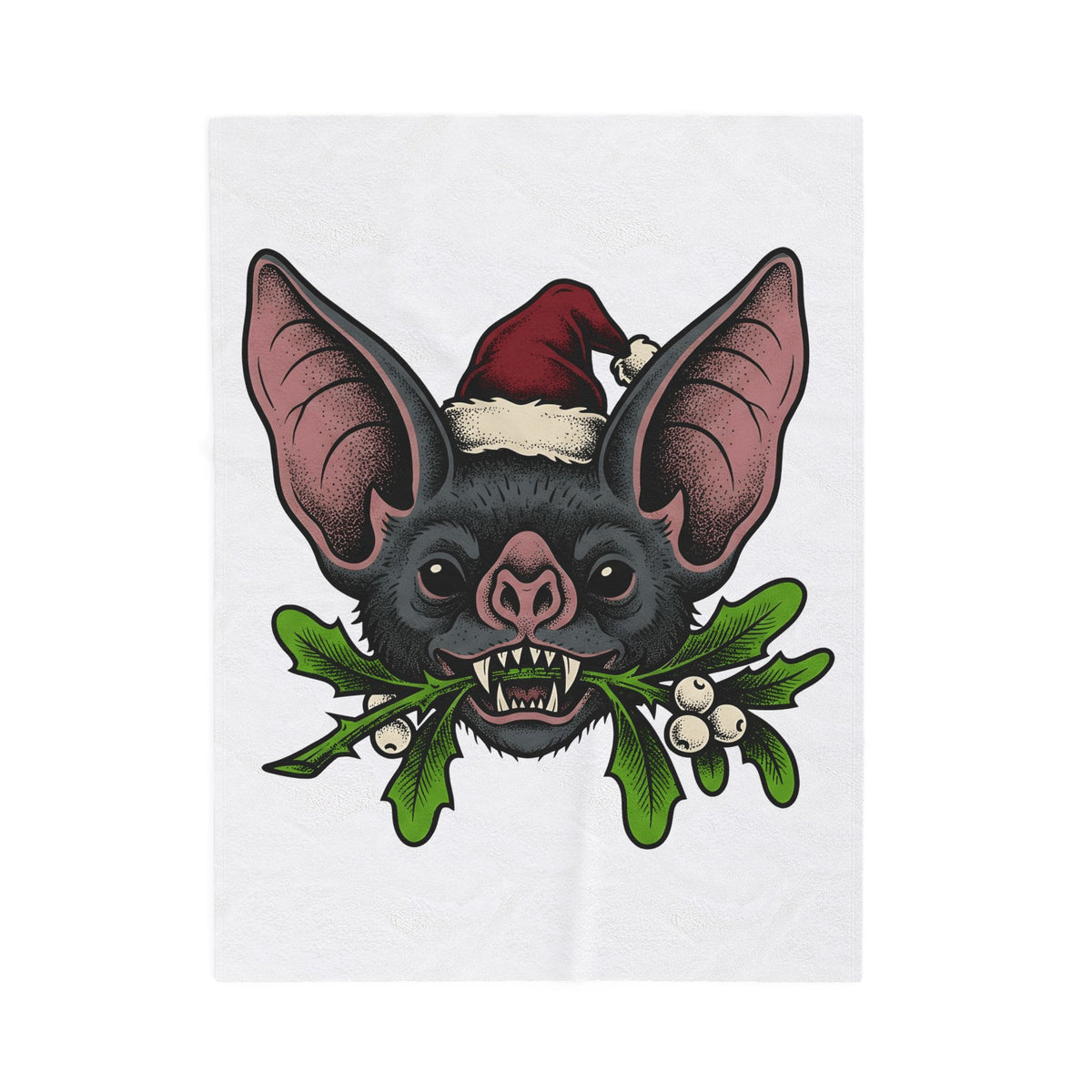 Bat Christmas Hat Blanket Christmas Alternative Gift Women Traditional Blanket Santa Hat Blanket Xmas Fan Vintage Blanket Gothic Graphic Retro