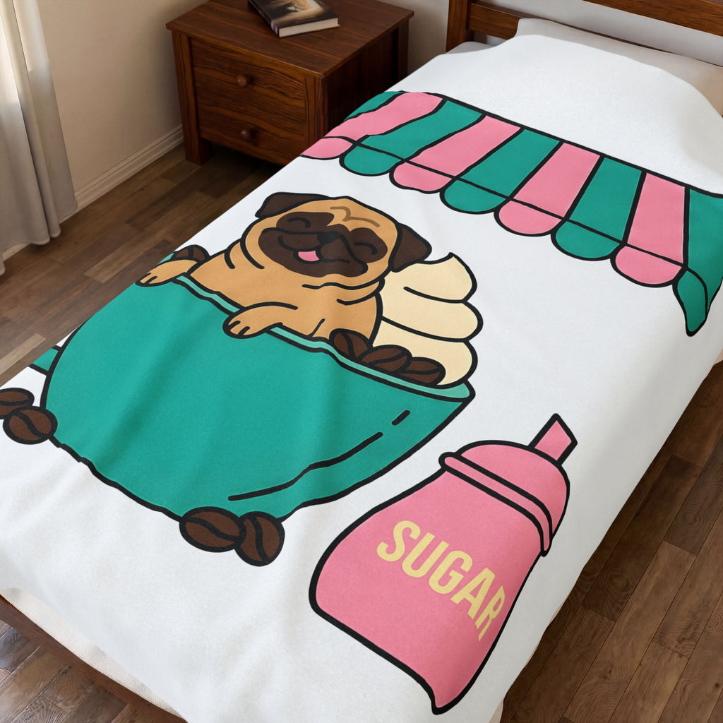 Pug Coffee Blanket Blanket Dog Java Gift Women Sweet Blanket Coffee Blanket Blanket Dog Fan Coffee Blanket Java Graphic Animation Bean Pile Blanket