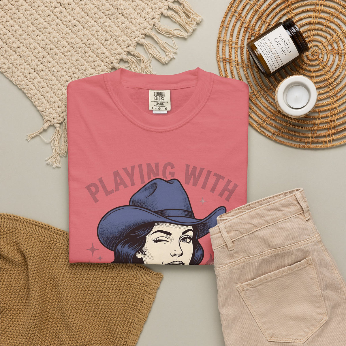 Cowgirl Portrait Cowgirl Western Gift Vintage Cowboy Rodeo Fan Rustic Retro Matchstick T-Shirt