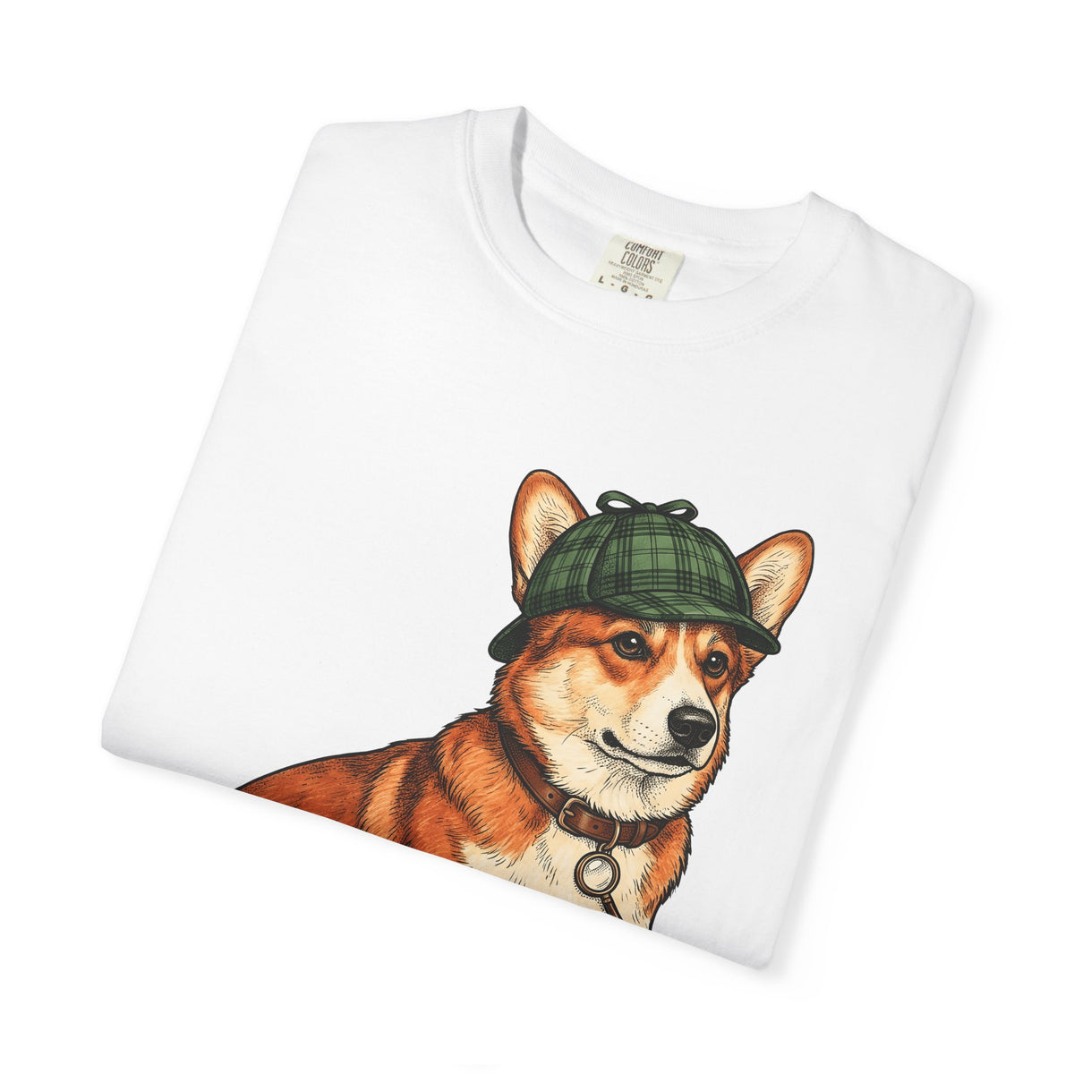 Corgi Puppy Dog Animals Gift Sketch Puppy Dog Fan Canine Doggy Retro Detective Cap T-Shirt